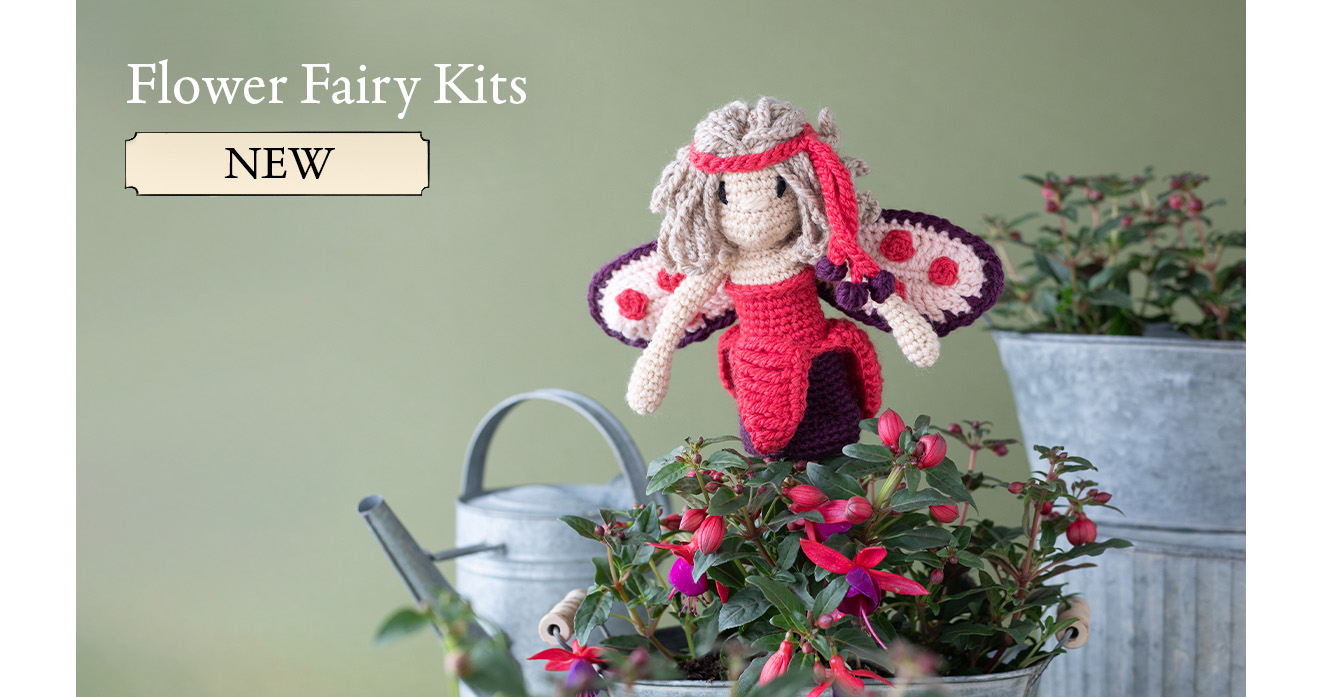Fairies flower crochet kits toft fairy tales fuchsia